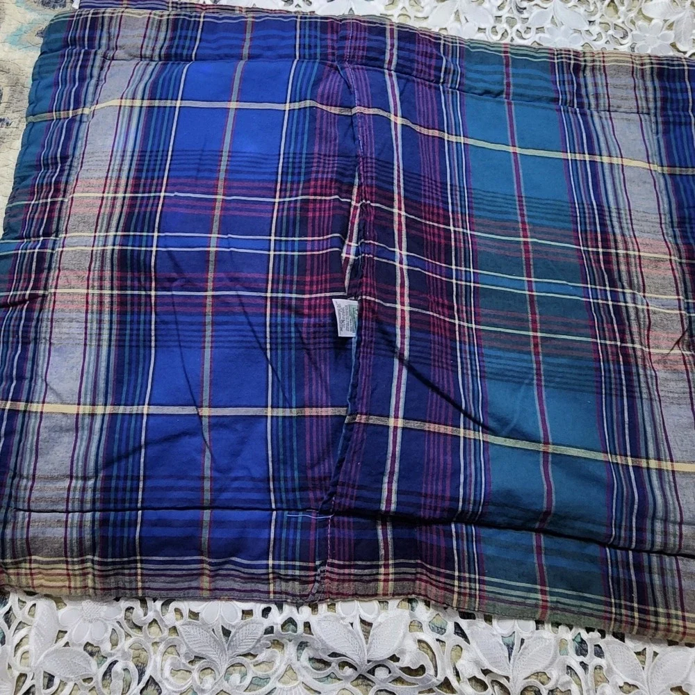 JCPenney Home Collection Plaid Pillow Shams Set of 2 Blue Teal Cotton Standard